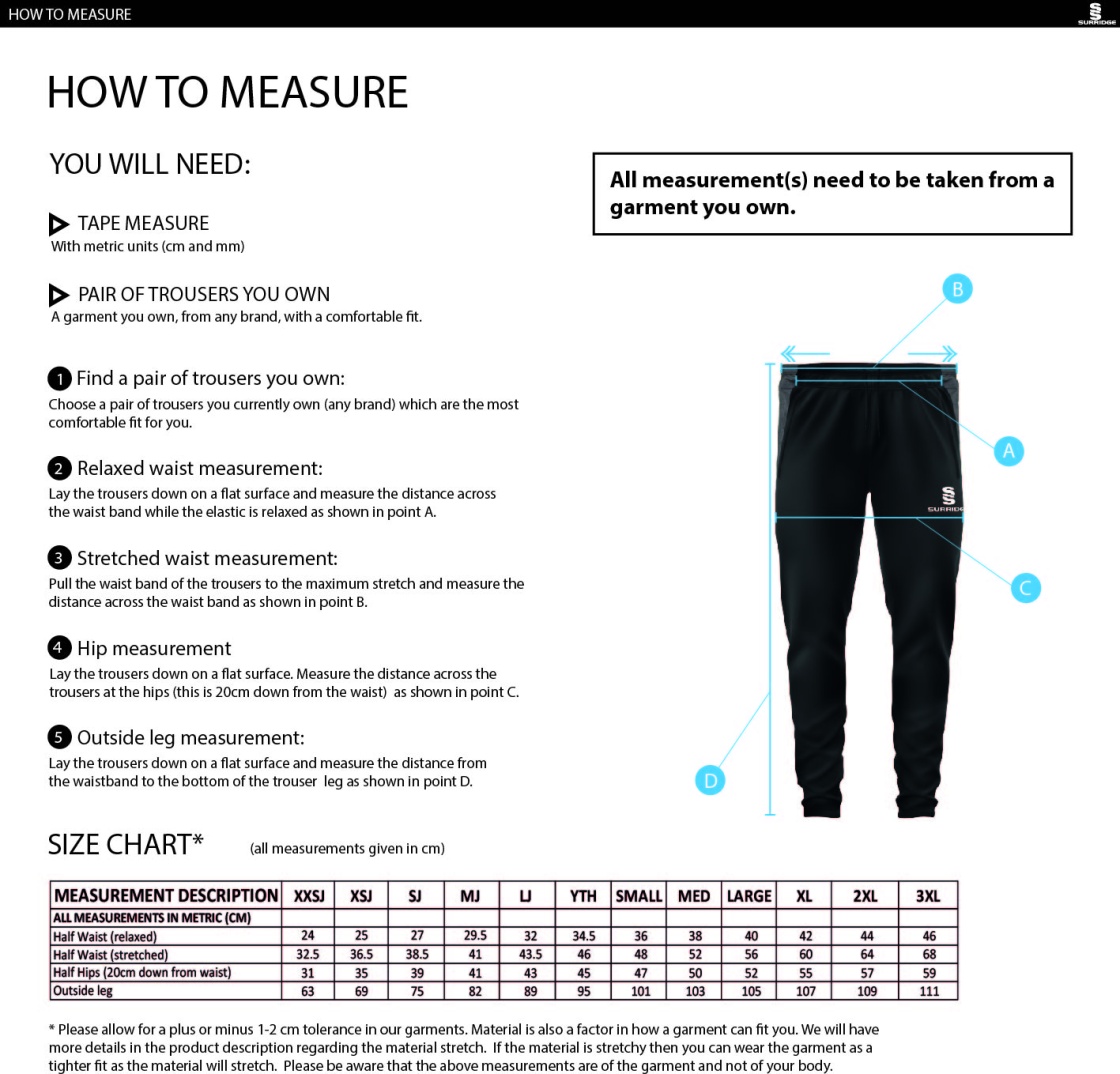 Brookfield School Staff Kit - Dual Skinny Pant - Navy - Size Guide