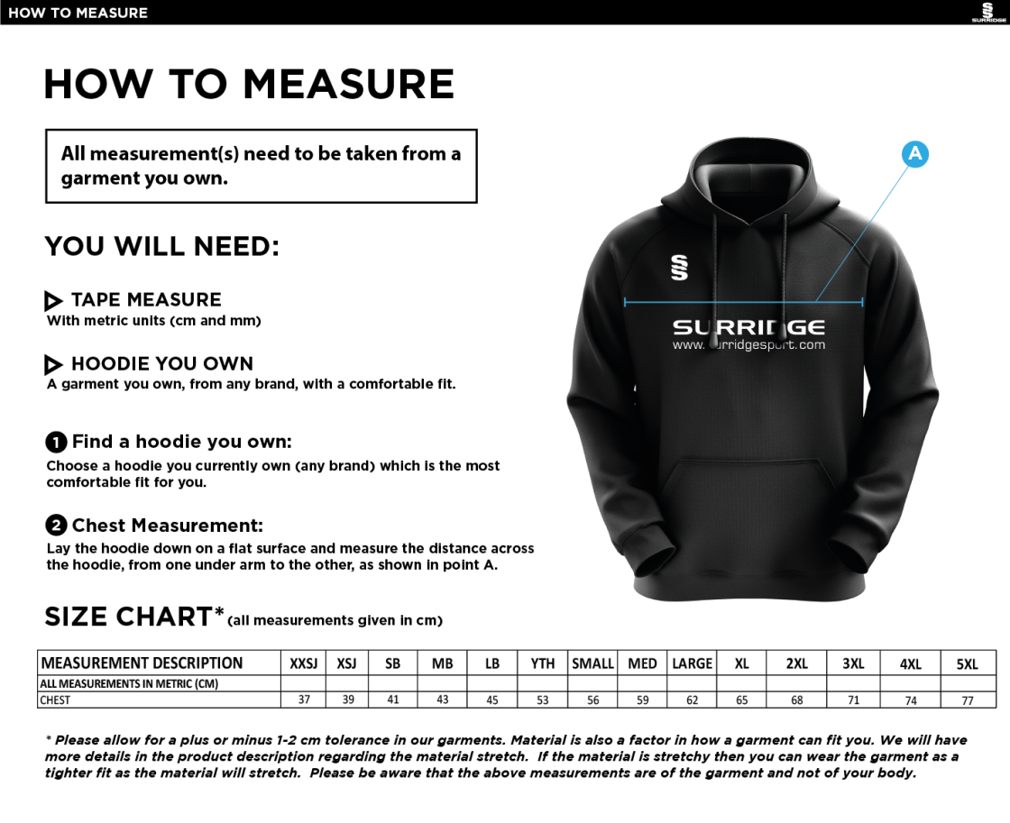 Brookfield School Pupils Kit - Fuse Hoody - Size Guide